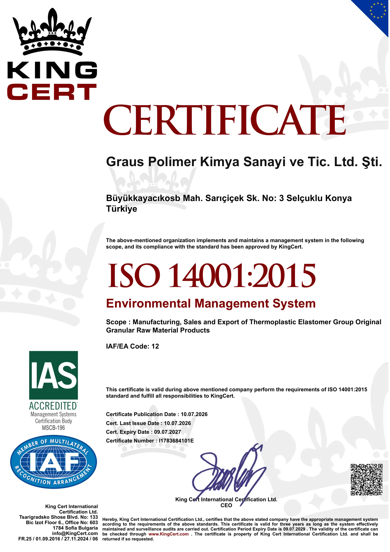 ISO 14001:2015 Environmental Management System